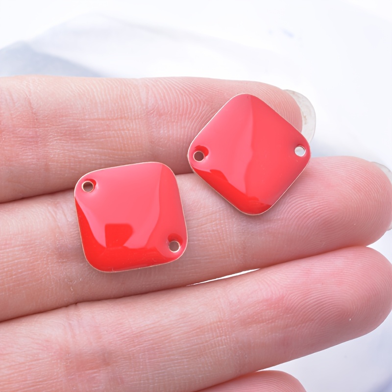 6pcs Colorful Geometric Square Charms for DIY Earrings